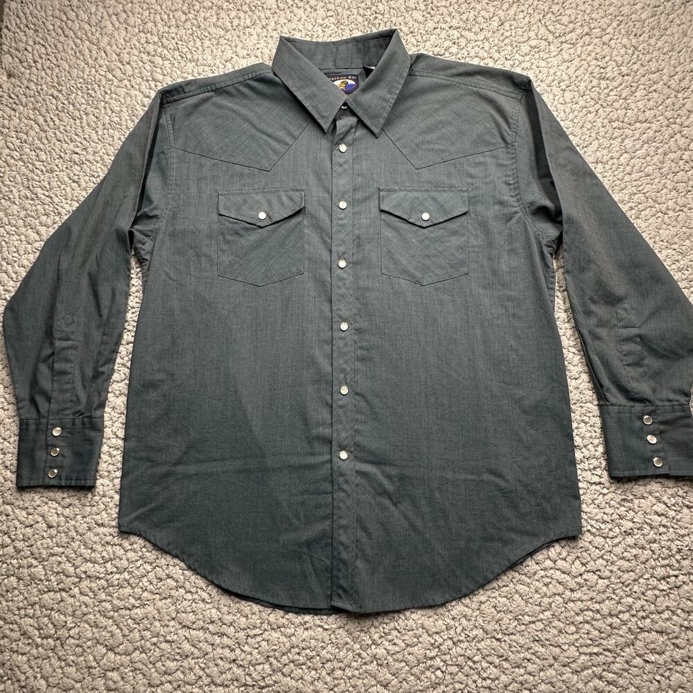 Vintage Falcon Bay Pearl Snap Shirt Mens XXL Evergreen Western Long Sleeve